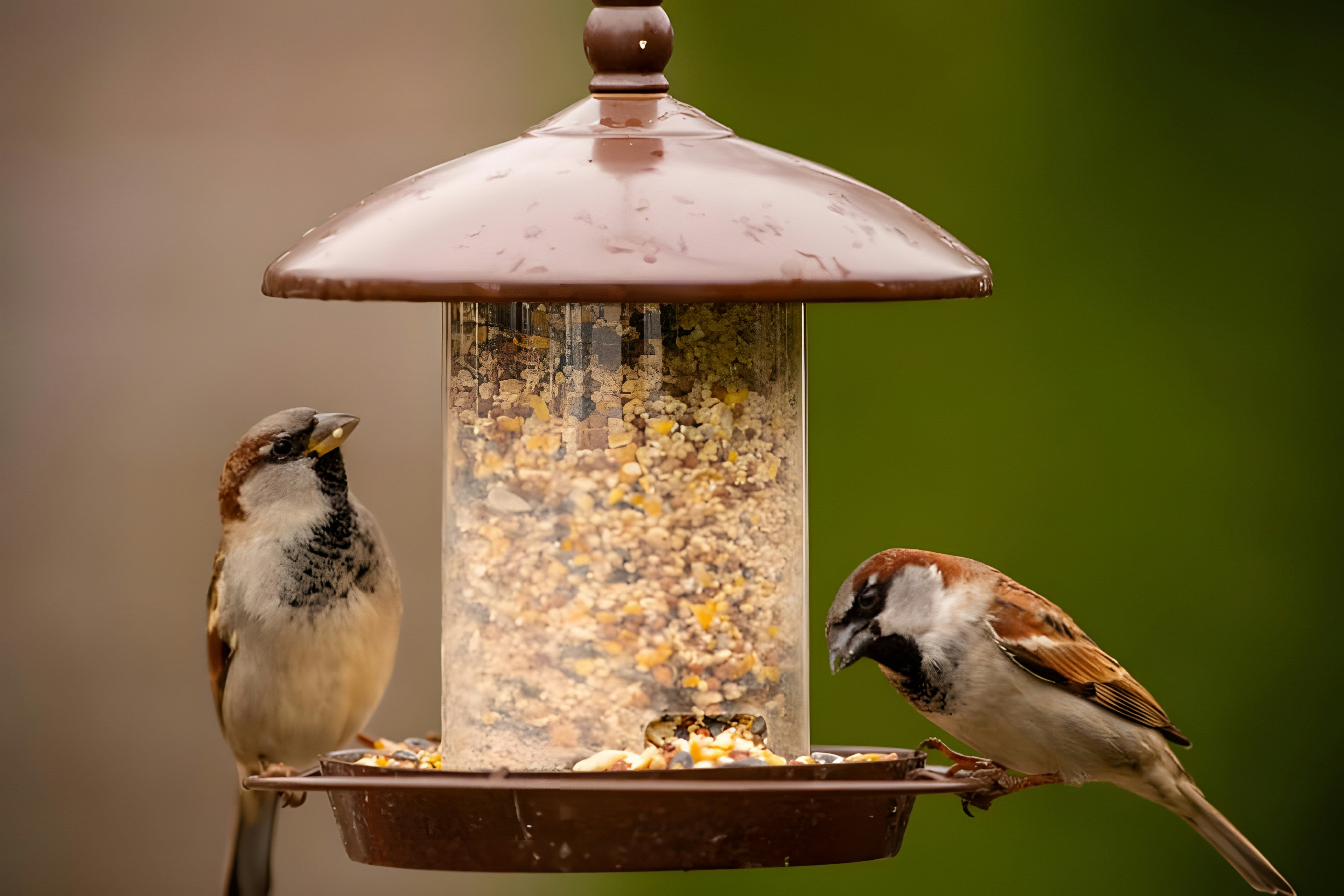 birds eating food