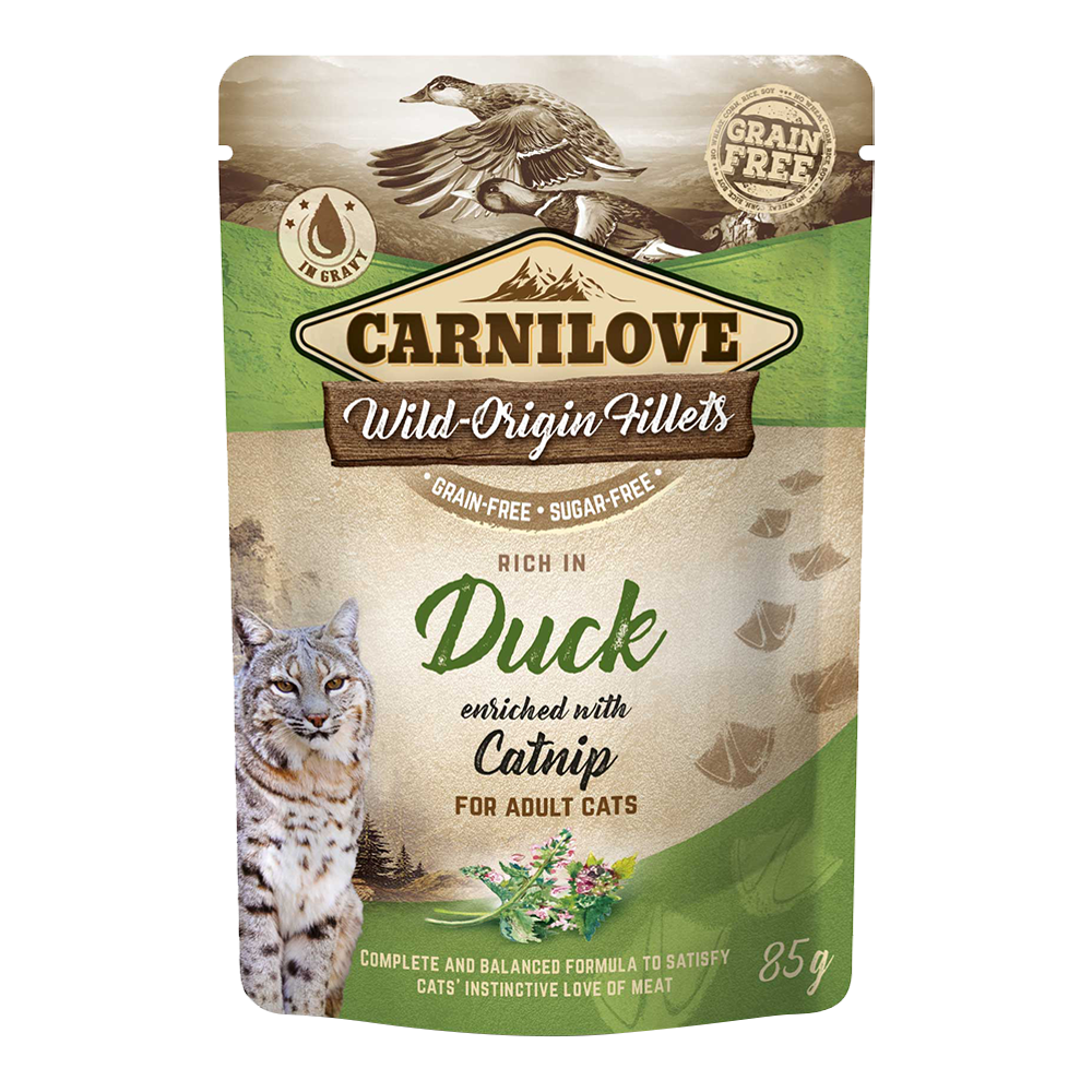Carnilove Duck enriched with Catnip for Adult Cats (Wet Food Pouches) 24x85g
