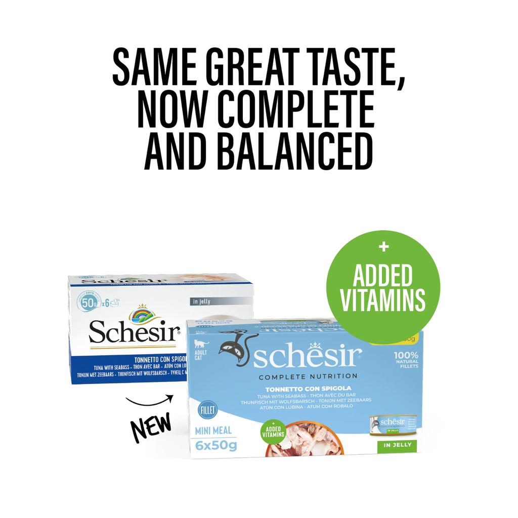 Schesir Complete & Balanced Nutrition Wet Cat Food in Jelly Can- Tuna With Seabass-(6X)