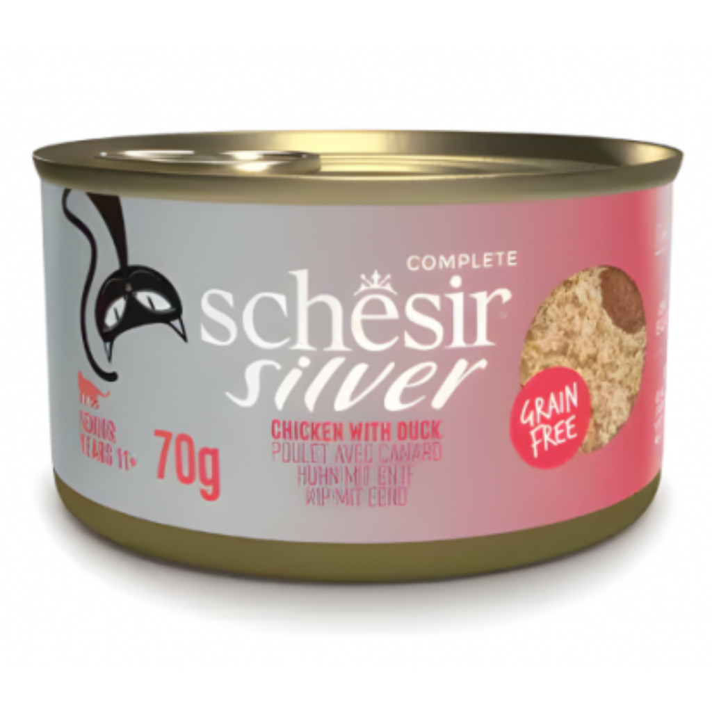 Schesir Silver Mousse & Fillets Senior Cat Wholefood - Chicken With Duck