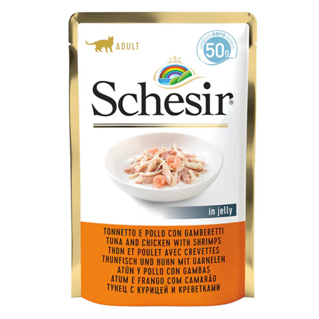 Schesir Cat Pouch-Wet Food Tuna with Chicken with Shrimps