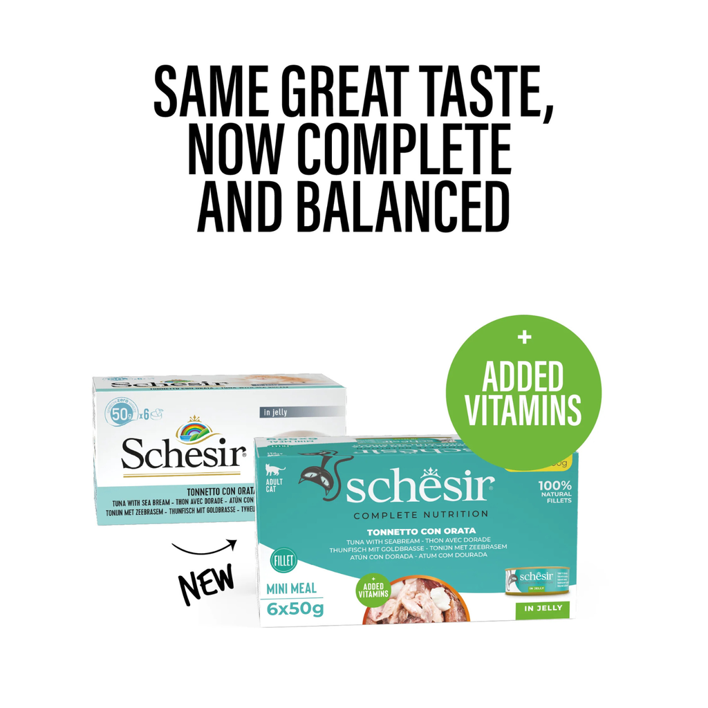 Schesir Complete & Balanced Nutrition Wet Cat Food in Jelly Can- Tuna With Seabreem-(6X)