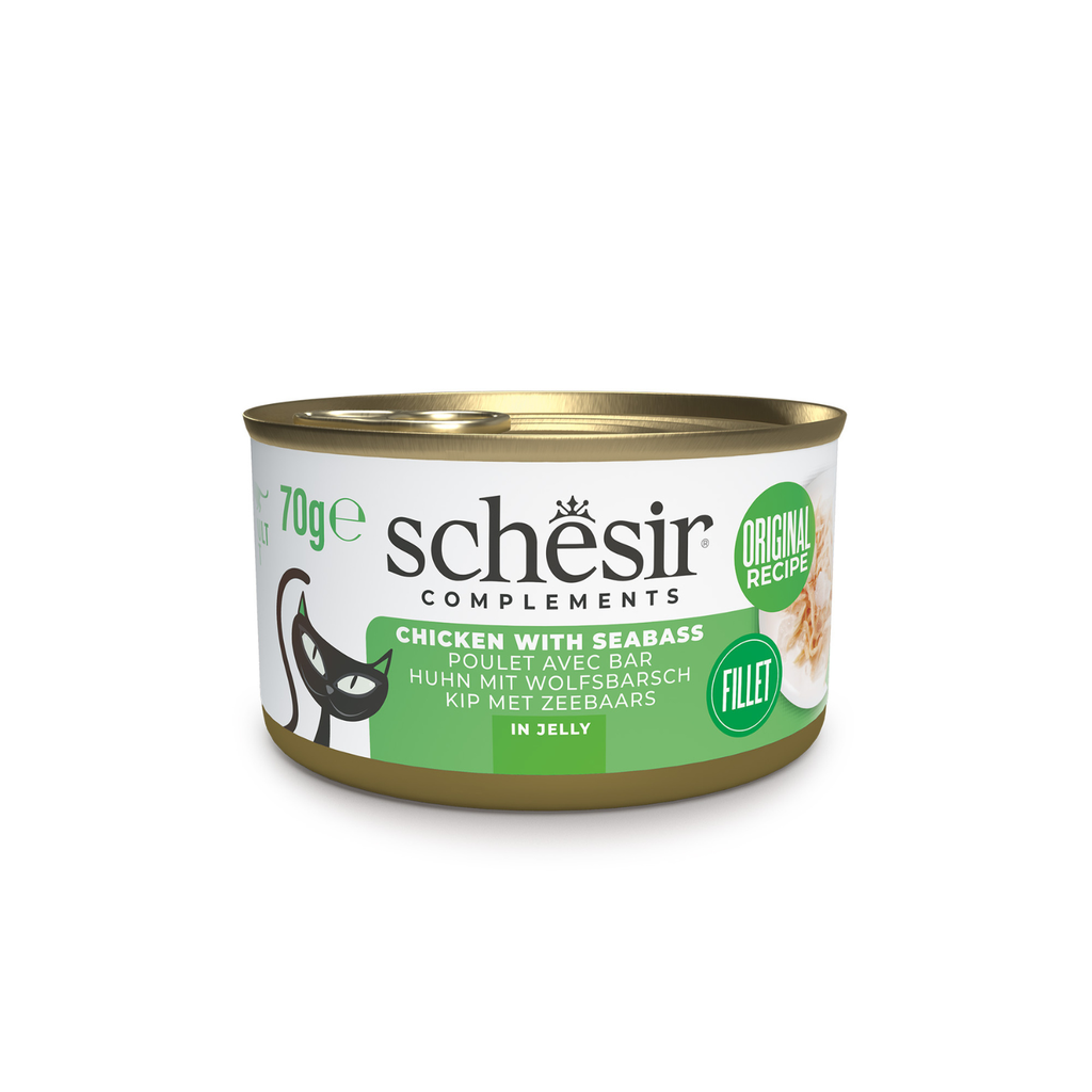 Schesir Complements Cat Wet Food in Jelly Can- Chicken With Seabass