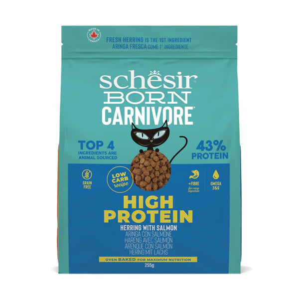 Schesir Born Carnivore Grain Free Oven Baked Dry Food For Cat - Herring & Salmon