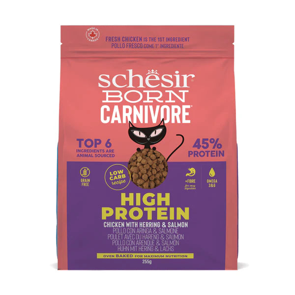Schesir Born Carnivore Grain Free Oven Baked Dry Food For Cat - Chicken & Herring