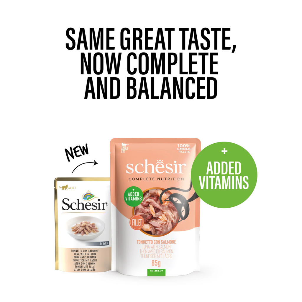 Schesir Complete & Balanced Nutrition Wet Cat Food in Jelly Pouch- Tuna With Salmon