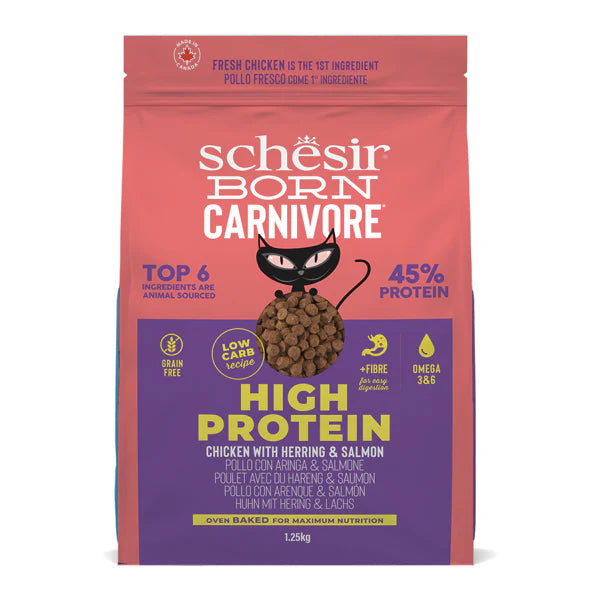 Schesir Born Carnivore Grain Free Oven Baked Dry Food For Cat - Chicken with Herring & Salmon