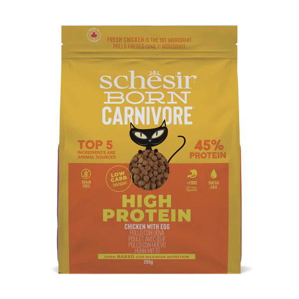 Schesir Born Carnivore Grain Free Oven Baked Dry Food For Cat - Chicken&Egg