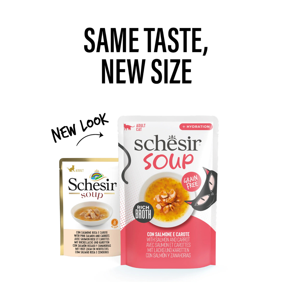 Schesir Soup Cat Wet Food in Soup Pouch-Salmon With Carrot