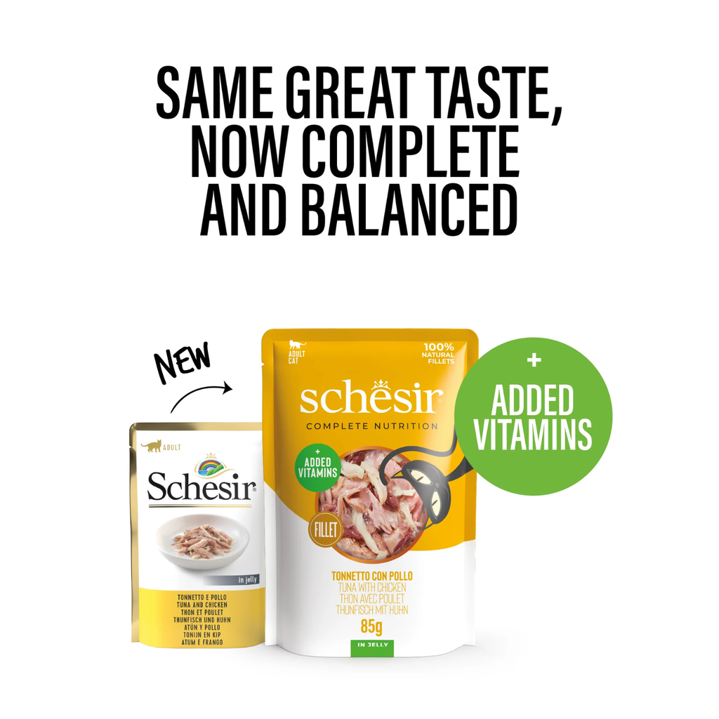 Schesir Complete & Balanced Nutrition Wet Cat Food in Jelly Pouch- Tuna With Chicken