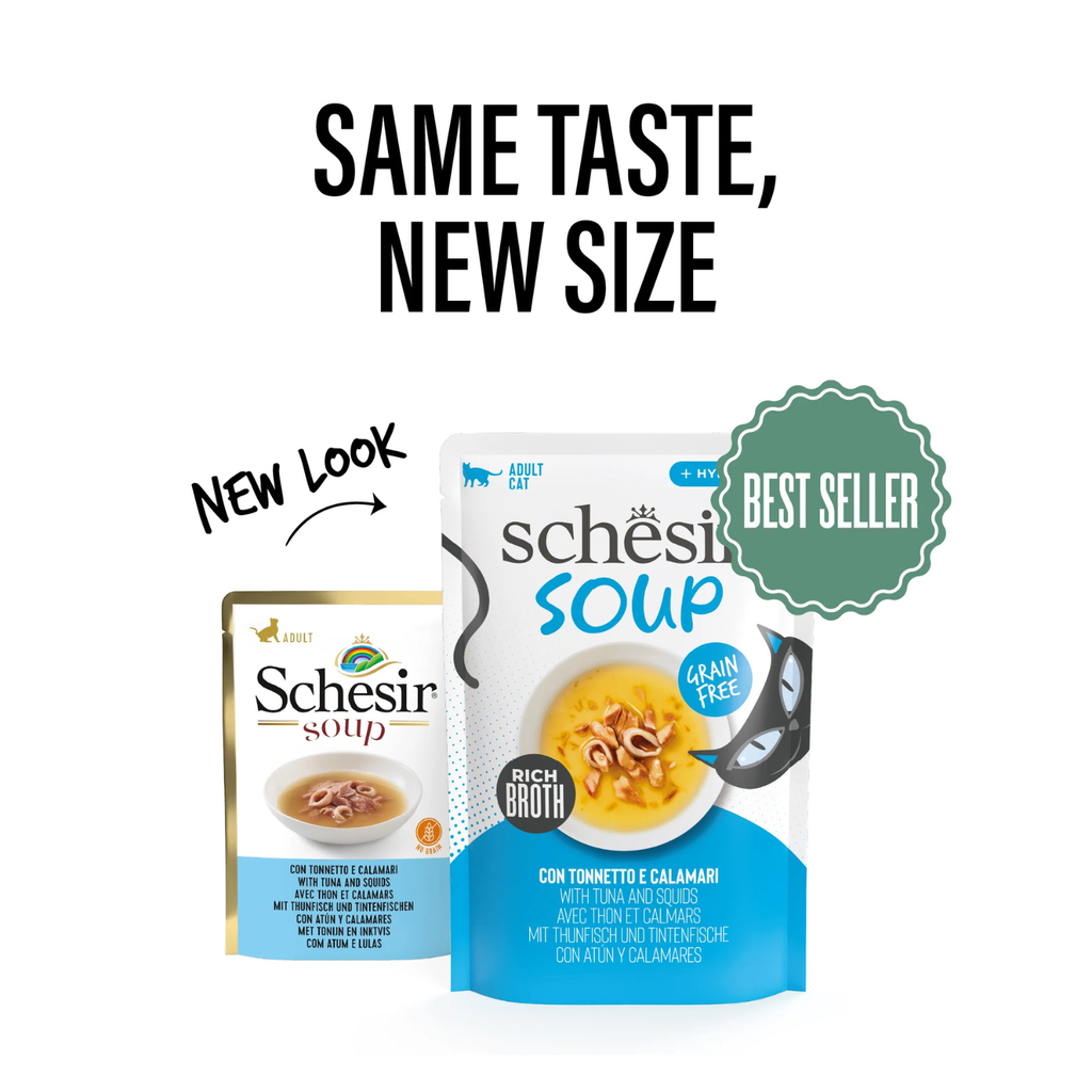 Schesir Soup Cat Wet Food in Soup Pouch-Tuna With Squid