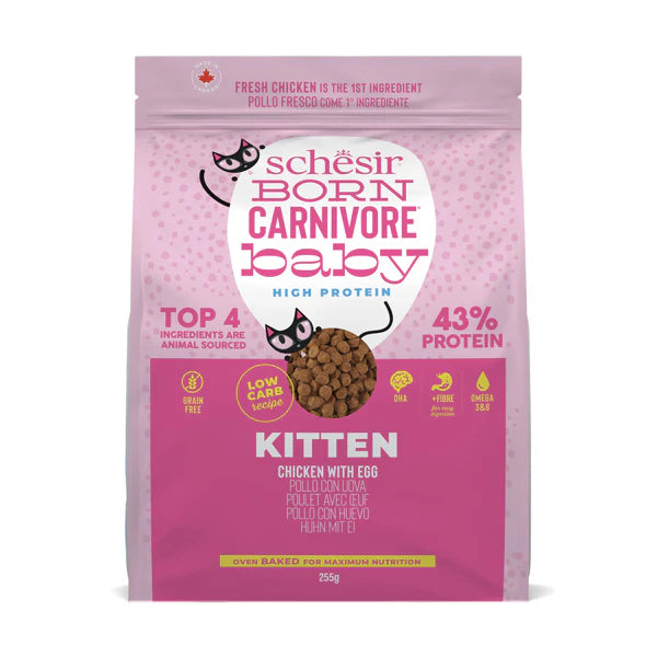 Schesir Born Carnivore Grain Free Oven Baked Dry Food For Kitten - Chicken & Egg