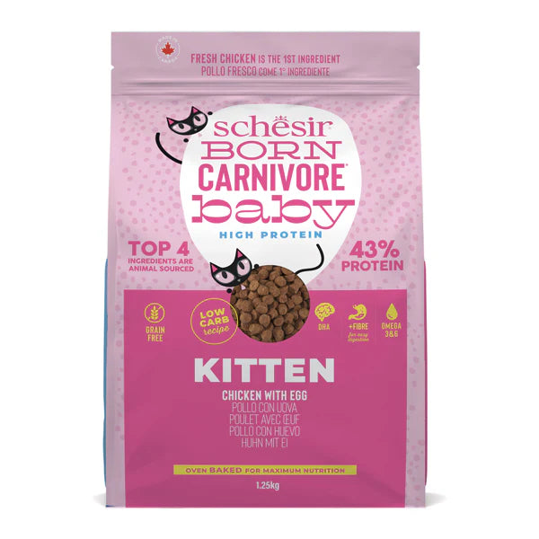 Schesir Born Carnivore Grain Free Oven Baked Dry Cat Chicken & Egg - Kitten